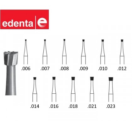 Edenta Steel Fissure Burs - Inverted Cone - 5 or 6 Pack - Options Available